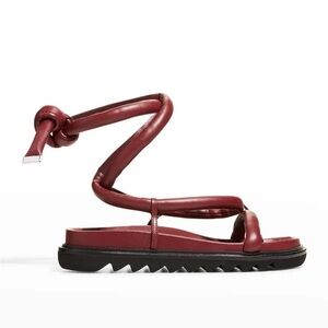 NEW! Studio Amelia Tubular Leather Ankle-Tie Flat Sandals
